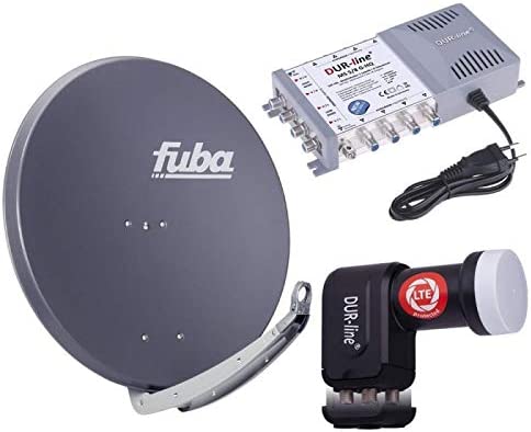 Digital Sat System 8 Participants | Fuba DAA 850 A Satellite Dish 85 cm Aluminium Anthracite + DUR-line + Ultra Quattro LNB + DUR-line MS 5/8 G-HQ Sat Multiswitch 8 Participants (DVB-S2, HDTV, UHD/4K, 3D)