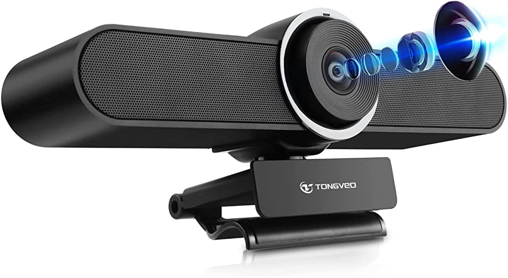 TONGVEO 4K Webcam Conference Room Webcam with Microphone and Speaker, Computer Video Camera Wide Angle AI Car Framing Double Microphones Works with Microsoft Teams, Zoom, Google Voice, PC