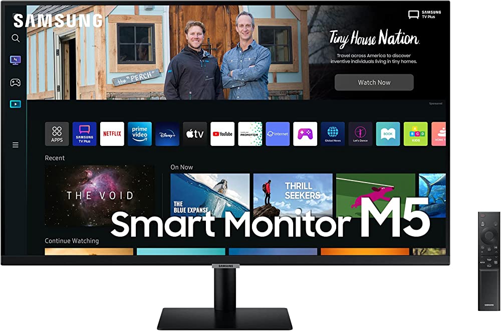 Samsung M5 Smart Monitor S32BM500EU, 32 Inch, VA Panel, Screen with Speakers, Full HD Resolution, 60 Hz, 3-Sided Almost Frameless Design, Smart TV Apps with Remote Control, Black